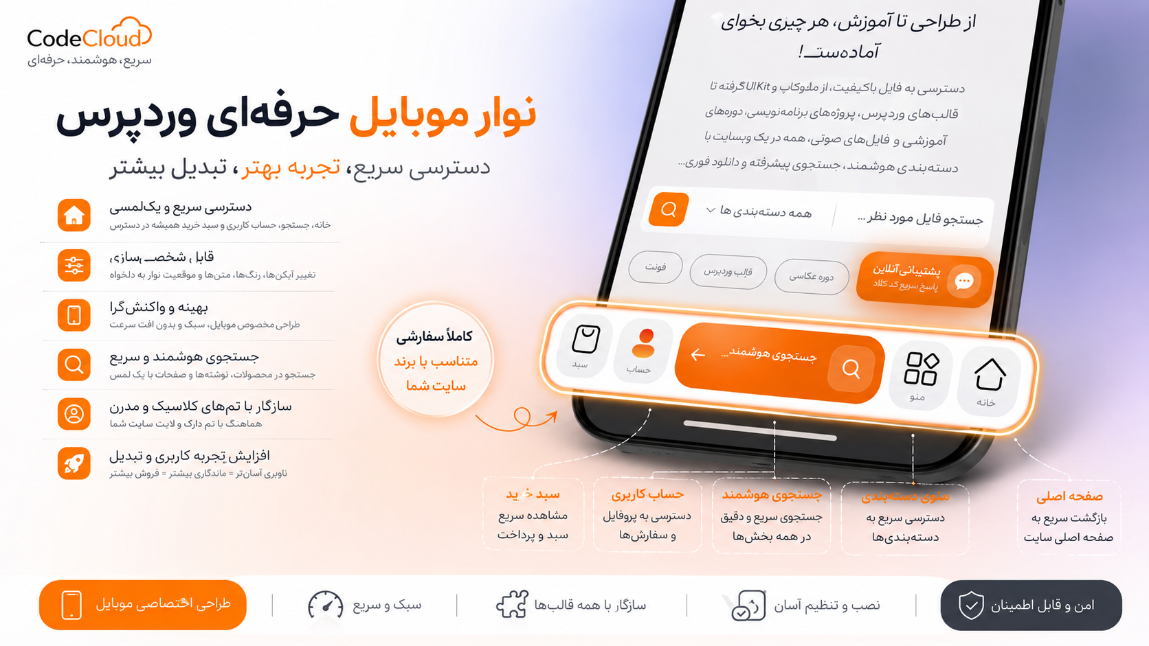افزونه نوار فرمان هوشمند موبایل Code Cloude