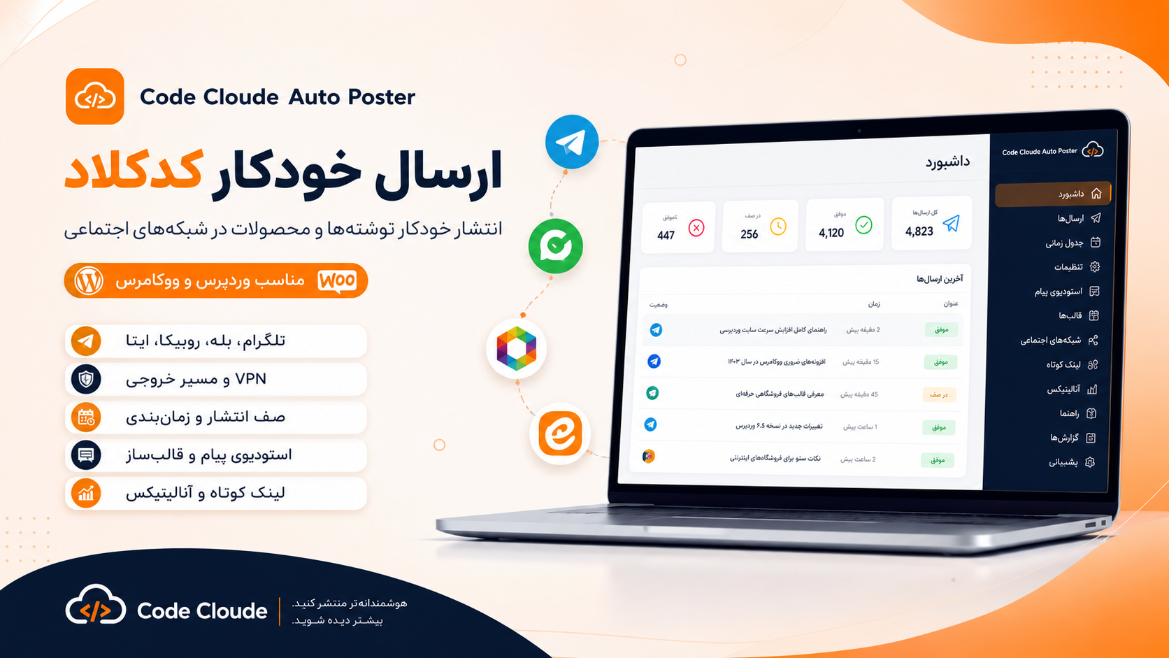 افزونه ارسال خودکار کدکلاد | انتشار خودکار نوشته و محصول در شبکه‌های اجتماعی